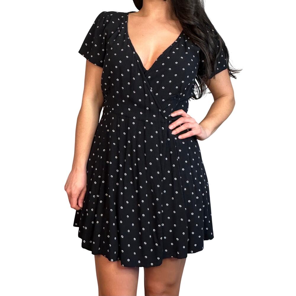 Abercrombie Black & White Polka dot A-Line Wrap Dress